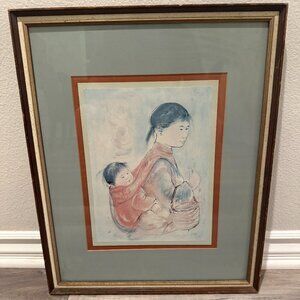 Edna Hibel "Japanese Family" Hand-Signed Collotype Art